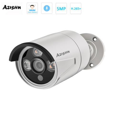 AZISHN H.265 + 5MP cámara IP POE 2592X1944 vídeo de exterior cara de detección de 3IR Array LED CCTV de seguridad de ONVIF para sistema de POE NVR ► Foto 1/6