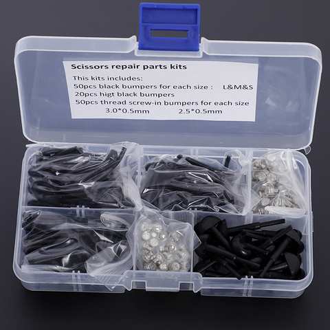 Kit de piezas de reparación de tijeras, parachoques de goma de repuesto, Silenciador, accesorios para el cabello, PJ-0008, 1 caja, 170 Uds. ► Foto 1/6