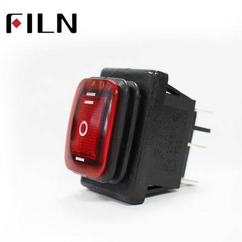 Interruptor de palanca para barco, on off on 30A/250V, resistente, 6 pines, DPDT IP67, impermeable, T85, LED 12V 220V 30x22mm ► Foto 1/6