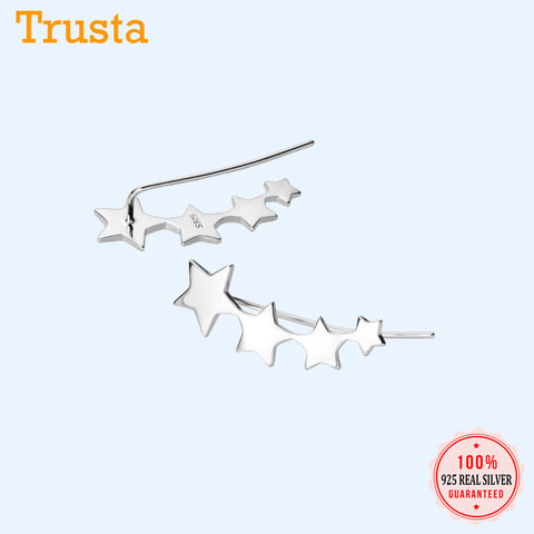 Trusta-pendientes de plata de ley 925 auténtica para mujer, joyería fina, pendientes de estrella con perno, regalo para la escuela, niñas y adolescentes, DA478 ► Foto 1/6