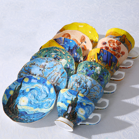 The New Van Gogh-tazas de café con pintura artística, girasoles de la noche estrellada, The Sower Irises Saint-Remy, tazas de té y café ► Foto 1/5