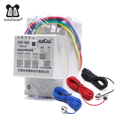 Envío Gratis DF96D AC220V 5A Din riel Mount Float Switch Auto controlador de nivel de agua con 3 sondas ► Foto 1/6