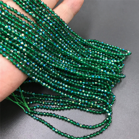 Microcuentas facetadas de piedra Natural para fabricación de joyas, cuentas sueltas espaciadoras de 2 y 3mm, color verde, para fabricación de collares y pulseras DIY ► Foto 1/6