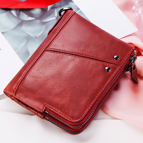 Moda cartera 2022 Cartera de mujer de cuero genuino de mujer monedero de dinero bolso de la tarjeta de teléfono Clip con funda bolsillo cartera para las mujeres ► Foto 1/6