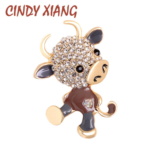 CINDY XIANG-broche de toro con diamantes de imitación para mujer, broche del zodiaco para la pantorrilla, Pin, broche de Animal de 2022 años, 3 colores disponibles ► Foto 1/6