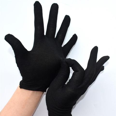 Guantes de algodón negros para protección del trabajo, cómodos guantes de protección para mano, antiestáticos, 12 pares ► Foto 1/6