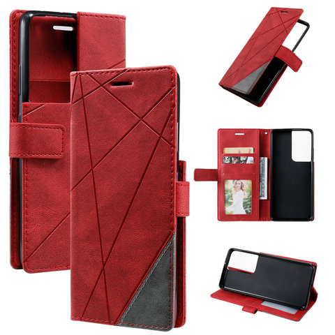 Funda de cuero con tapa para Samsung Galaxy S21 Ultra 5G, carcasa de Libro de Negocios para Samsung S21 S 21 Plus ► Foto 1/1