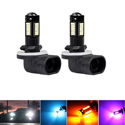 2 bombillas led de repuesto blancas 30-SMD 4014 880 881 889 H27 para luces antiniebla de coche, lámparas DRL de coche, led de coche 12 V, Amarillo/azul hielo ► Foto 1/6