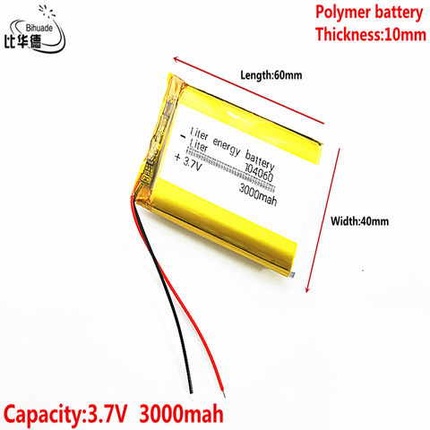 3,7 V,3000mAH 104060 batería de polímero de iones de litio/Li-ion para tableta pc BANK,GPS,mp3,mp4 ► Foto 1/5