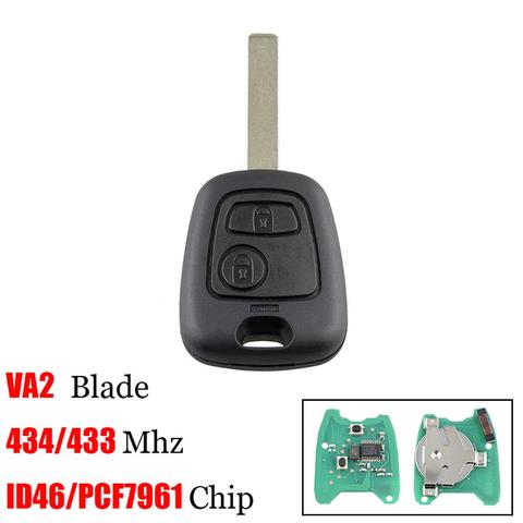 Mando a distancia con 2 botones para coche, Control remoto ranurado para PEUGEOT 307 433MHZ con Chip transpondedor PCF7961 ► Foto 1/6