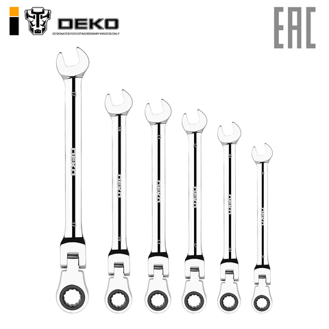 Llaves de bisagra de trinquete combinada en el conjunto Deko rw02 8-17mm, 6 artículos 065-0550 ► Foto 1/5