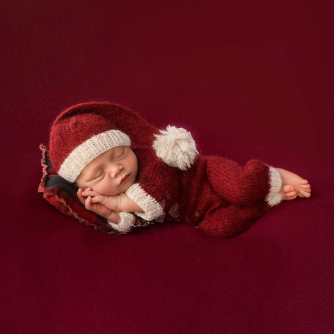 Accesorios de fotografía recién nacido, Pelele de bebé, mono, sombrero de Navidad, manta para fotografía, accesorios para sesiones de estudio fotográfico ► Foto 1/6