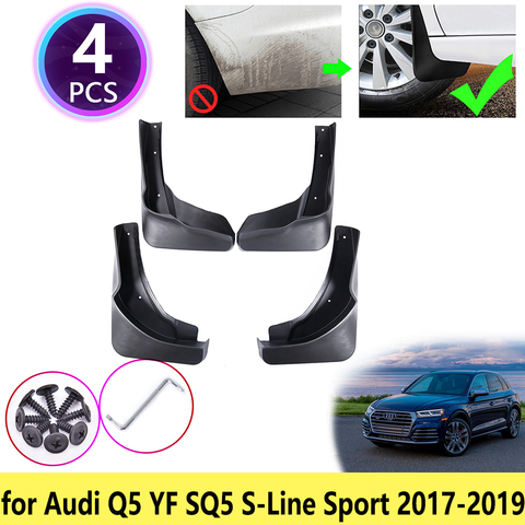 Guardabarros para Audi Q5 YF SQ5 s-line Sport 2017 2022, protector de guardabarros, guardabarros para salpicaduras, guardabarros, accesorios para ruedas traseras, 4 Uds. ► Foto 1/6