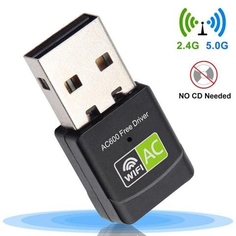 Adaptador de Wi-Fi de 600Mbps, controlador gratuito, USB adaptador Wifi, 5 Ghz, antena USB, Ethernet, PC, Wi-Fi, Lan, Dongle, AC, receptor Wifi ► Foto 1/6