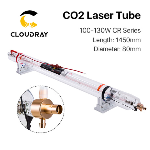 Cloudray-tubo láser CO2 serie CR CR100, 100-130W, longitud de 1450mm, diámetro de 80mm, cabezal de Metal mejorado, para máquina láser CO2 ► Foto 1/6