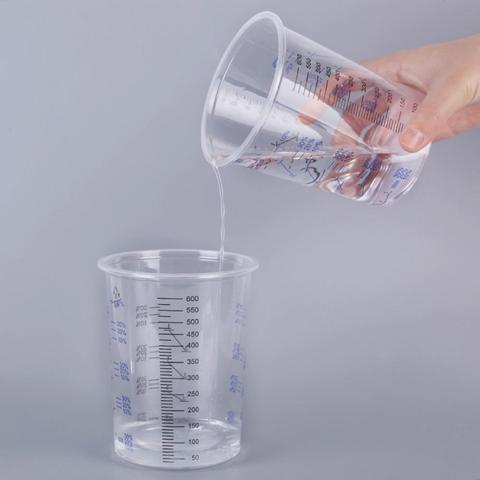 Botella de plástico transparente para medir líquidos, recipiente de taza de medición, 10 Uds., 600ml ► Foto 1/6