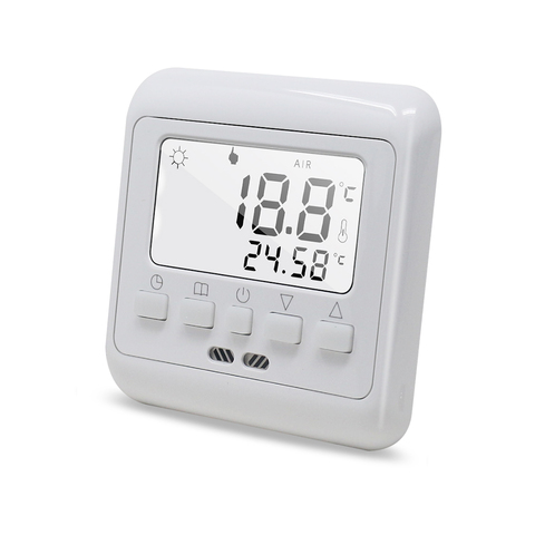 Nuevo termostato de calefacción por suelo radiante con luz de fondo blanca teclas LCD controlador de temperatura ambiente programable semanal ► Foto 1/6