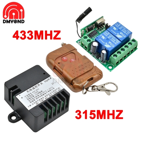 Relé de frecuencia de Radio inalámbrico para coche, transmisor interruptor con mando a distancia + Módulo de interruptor receptor para coche, CC de 12V, 10A, 2 canales, 315MHz, 433MHz ► Foto 1/6