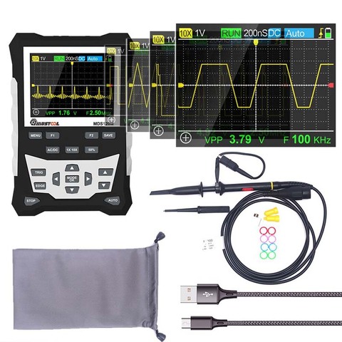 MUSTOOL-osciloscopio Digital profesional MDS120M, 120MHz, ancho de banda analógico, 500 MS/s, pantalla LCD, soporte de almacenamiento en forma de onda ► Foto 1/6