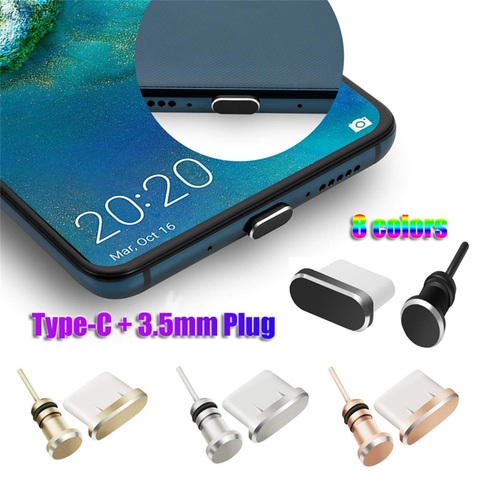 Conjunto de 2 unidades de enchufe antipolvo, puerto USB tipo C y conector Jack para auriculares de 3,5mm para Xiaomi, Huawei, P20, Samsung Galaxy S9, S10 Plus ► Foto 1/6