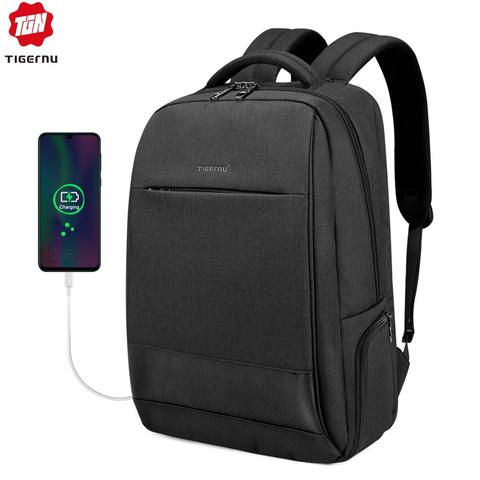 Mochilas de viaje a la moda para hombre tigernus mochilas para hombre Anti robo de carga USB 15,6 bolsa de ordenador portátil impermeable bolsa de escuela Silm para mujer hombre ► Foto 1/6