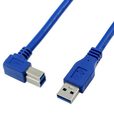 Cable USB 1,8 tipo A macho A B macho, Cable de impresora en ángulo de 90 grados, color azul, 3,0 m ► Foto 1/6