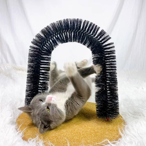 Arco de masaje automático para mascotas, divertido cepillo automático para gatos, juguete antideslizante para rascar, cepillo de Limpieza del cabello, herramienta para aliviar la picazón ► Foto 1/6