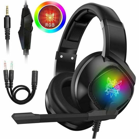 ONIKUMA-auriculares K19 con cable para videojuegos cascos con micrófono RGB, sonido envolvente 7,1, para PS4, Xbox One ► Foto 1/6