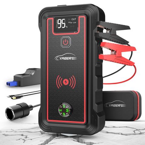 Arrancador de batería de coche, Banco de energía de 23800mAh, cargador inalámbrico, pantalla LCD, arrancador de batería de coche, 2500A ► Foto 1/6