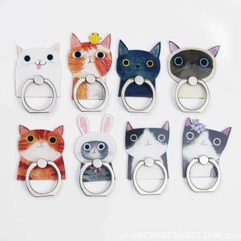 Soporte Universal para anillo de teléfono móvil, soporte para anillo de dedo con dibujos de gatos, para mesa de iPhone y Samsung ► Foto 1/6