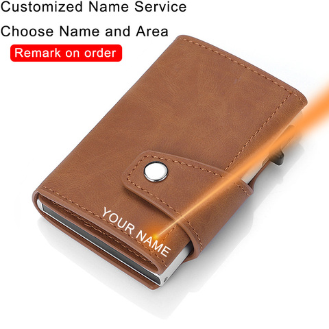 Billetera de cuero con grabado láser para hombre, billetera de moda personalizada Rfid con grabado láser, minimalista, envío directo ► Foto 1/6