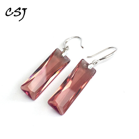 CSJ-pendientes de plata de ley 925 con forma Rectangular, joyería fina con cambio de Color, para mujeres ► Foto 1/6