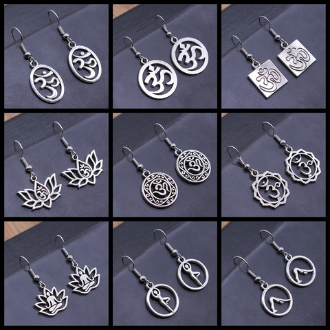 Signo Om símbolo de Yoga pendiente símbolo Om Yoga budismo Zen pendientes de cristal para las mujeres joyería ► Foto 1/1