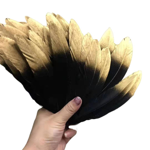 10 unids/lote oro de alta calidad de plumas de ganso para manualidades pluma DIY 15-20cm de fiesta teñido plumas joyería de la boda, decoración ► Foto 1/6