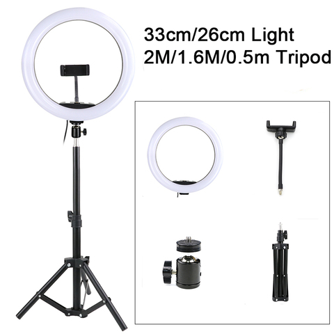 Anillo de luz LED de 33CM y 26CM para Selfie lámpara fría y cálida con trípode, 2m, 1,6 m, regulable, USB, para TikTok, Youtube ► Foto 1/6
