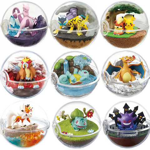 1 pieza Anime bola transparente con Mew Pokemon Squirtle Charmander Lycanroc Gengar Pokemones figura de acción juguetes figuras ► Foto 1/6