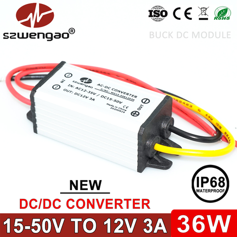 Convertidor de CC de 24V, 36V, 48 V, 60V a 12 V, 3A, CC, Buck, regulador de voltaje de reducción de 48 voltios a 12 voltios para coches de carrito de Golf ► Foto 1/5