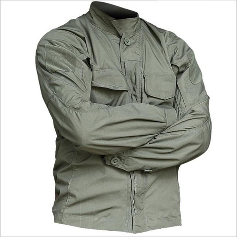 Camisa táctica de manga larga para exteriores, uniforme de soldado táctico militar, impermeable, con múltiples bolsillos, ropa de camuflaje ► Foto 1/6