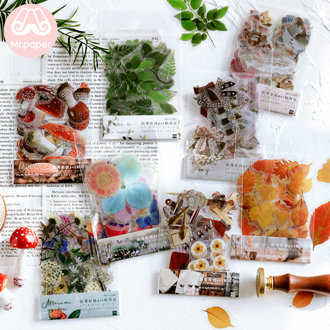Señor. Papel 40 unids/bolsa, pegatinas de decoración diario de plantas, flores, setas, Ginkgo, mascotas, planificador de colección de recortes, pegatinas decorativas de papelería ► Foto 1/5