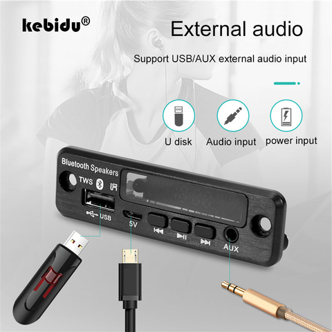 5V TWS inalámbricos Bluetooth 5,0 Kit de manos libres para coche Mono/MP3 decodificador de descodificación de Radio FM TF USB de Audio de 3,5mm AUX MP3 jugador ► Foto 1/6