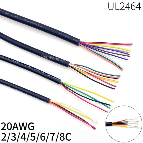 1M revestido de alambre de Cable 20AWG Channl de línea de Audio de 2 3 4 5 6 7 8 núcleos aislado Cobre blando Señal de Cable de Control de UL2464 ► Foto 1/6