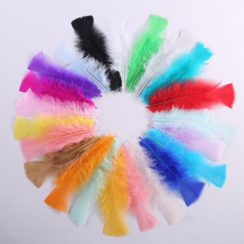 Venta al por mayor 100 Uds Flat fluffy pavo/pluma de pollo 10-18cm plumas Diy para la decoración bordada con aguja plume accesorios para hacer joyas ► Foto 1/6