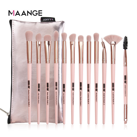 MAANGE Pro 6/12 Uds Set de brochas de maquillaje de ojos con de cosméticos bolso cepillo de sombra de ojos mezcla hacer pincel para maquillaje ► Foto 1/6