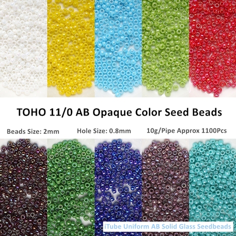 ITube-Cuentas redondas de Toho para vestido de boda, abalorios de cristal japoneses, multicolor, bola espaciador de colores sólidos AB, 11/0 Uds., 10g, 2mm, 1100 Uds. ► Foto 1/6