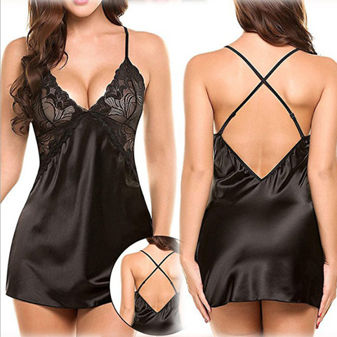 Picardías de encaje con tirantes para mujer, lencería Sexy, bata para dormir, ropa de dormir Sexy, S-2XL encantador, vestido de noche ► Foto 1/6