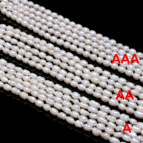 Perlas naturales de agua dulce, cuentas sueltas en forma de arroz de alta calidad para bricolaje, collar elegante, pulsera, fabricación de joyería de 4-5MM ► Foto 1/6