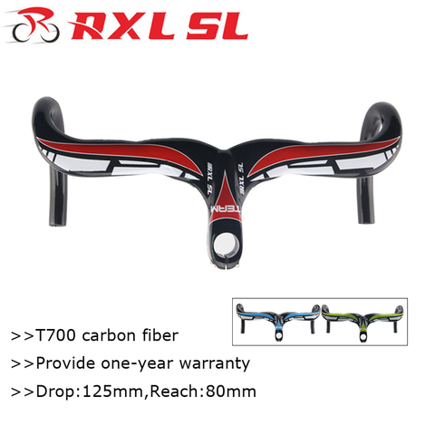 RXL SL-Manillar de carbono de 28,6mm para bicicleta de carretera, manillar de 400/420/440mm integrado, 3K, barra de mango brillante ► Foto 1/6