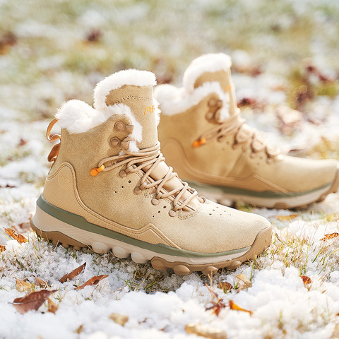 RAX zapatos de senderismo de cuero genuino para mujer, zapatillas de deporte cálidas impermeables al aire libre, zapatos deportivos transpirables para exterior, zapatillas para caminar para hombre ► Foto 1/6