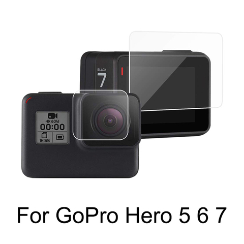 Lente de Cristal Templado + Protector de pantalla LCD para GoPro héroe 7 héroe 6 Hero 5 Black de película protectora para cámara para ir Pro 7 blanco de plata ► Foto 1/6