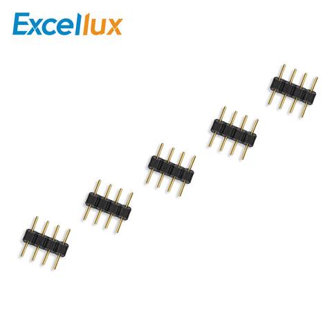 5 unids/lote... 4pin conector RGB 4 pin aguja tipo macho 4pin doble fila para la tira de LED RGB conector PCB negro conectar agujas ► Foto 1/3